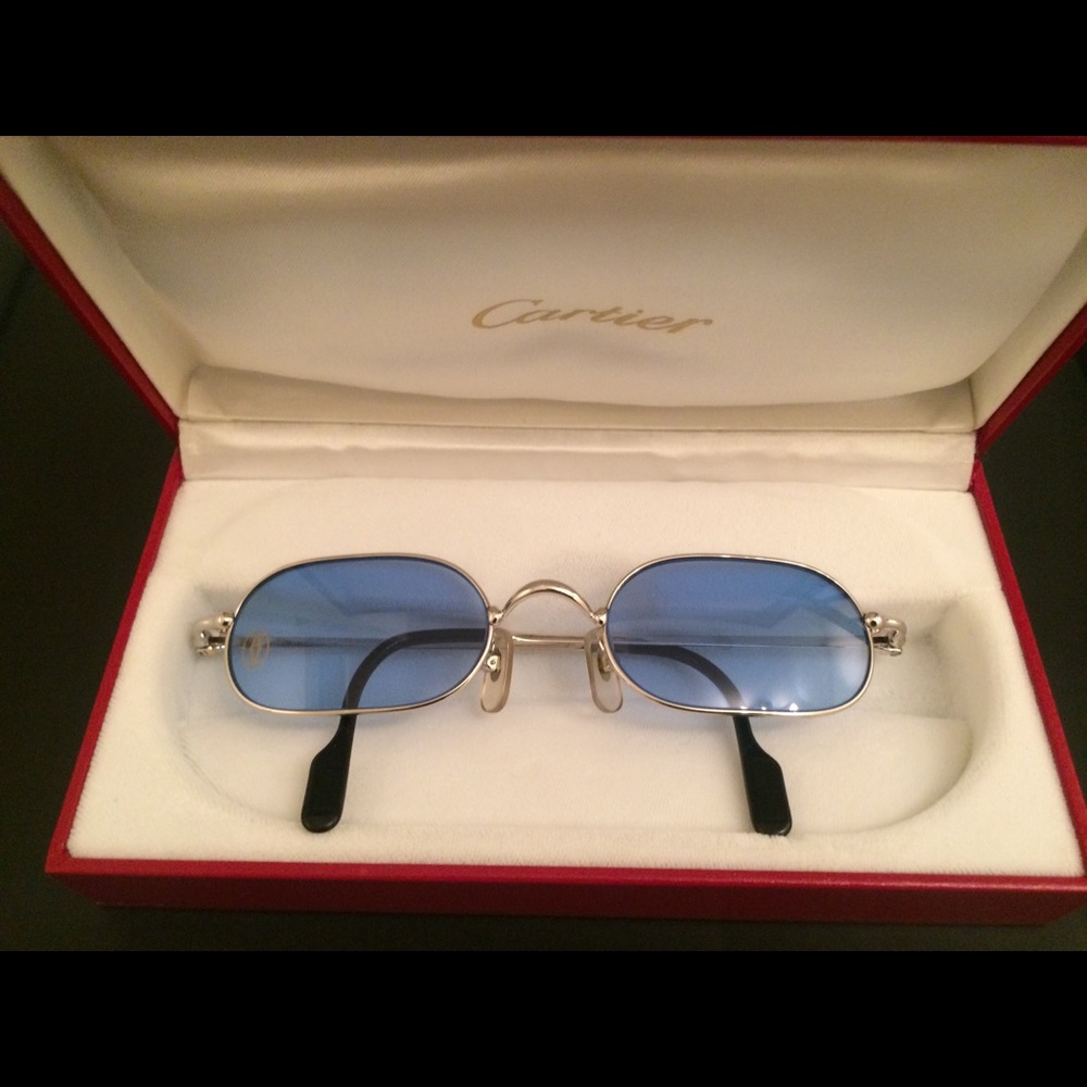 CARTIER Platinum Sunglasses (Blue Lens)